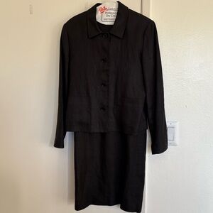 Talbots Irish Linen Black Blazer and Sleeveless Dress Set Size 4/6